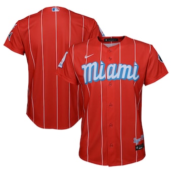 youth nike red miami marlins city connect replica jersey